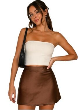 ARITZIA SUNDAY BEST SATIN COPPER MINI SKIRT 0